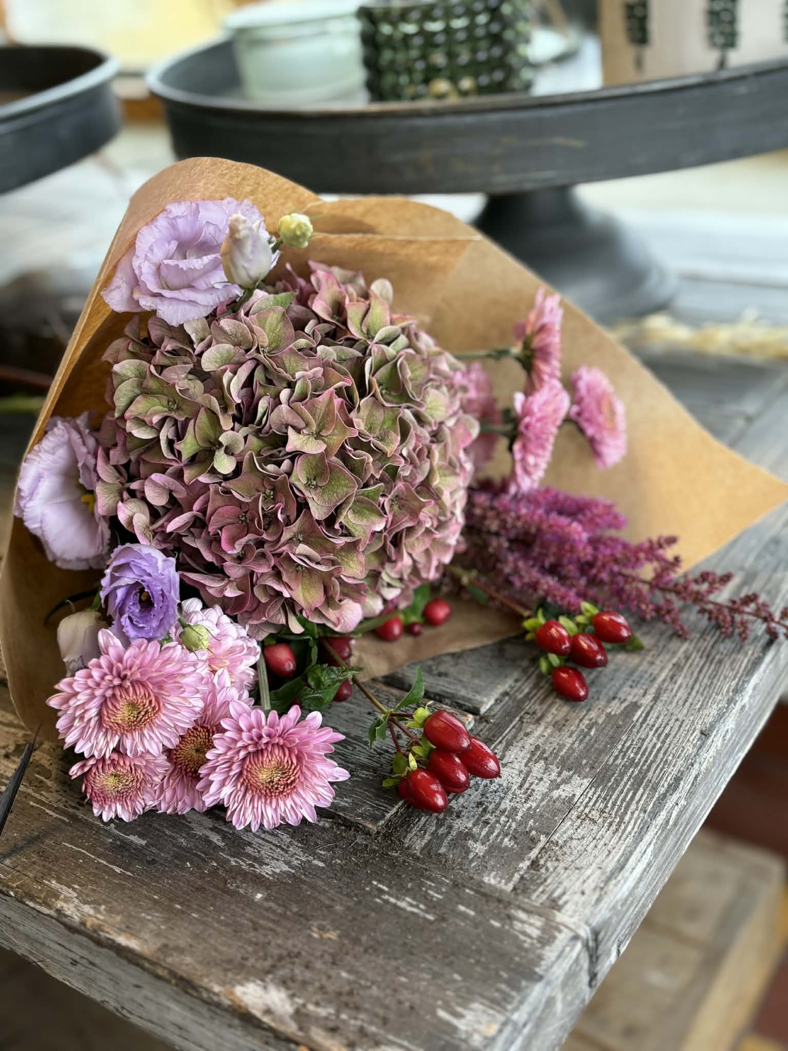 Höstbukett med hortensia